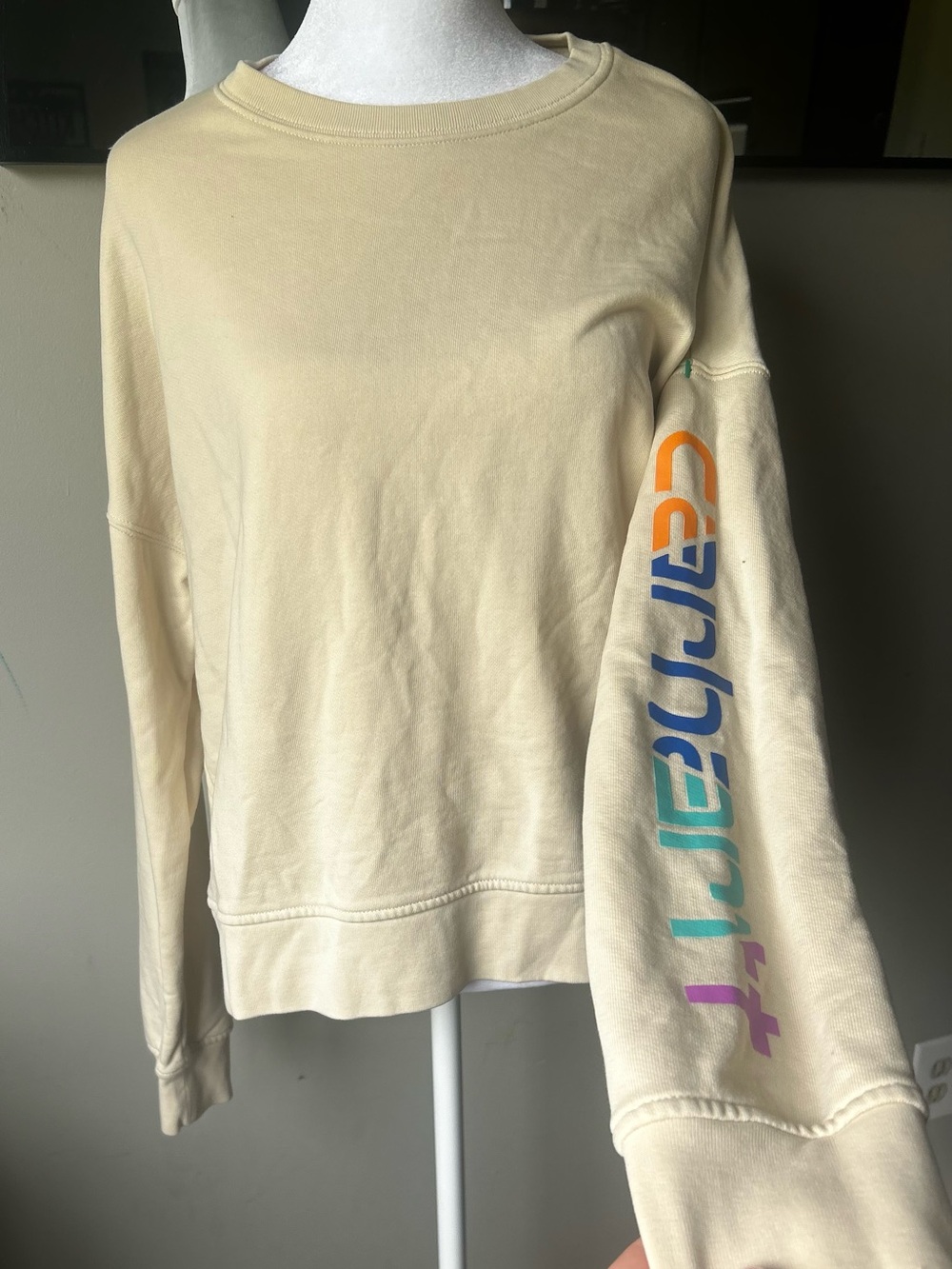 Carhartt Beige Crewneck Tencel Series with Multicolor Logo Patch